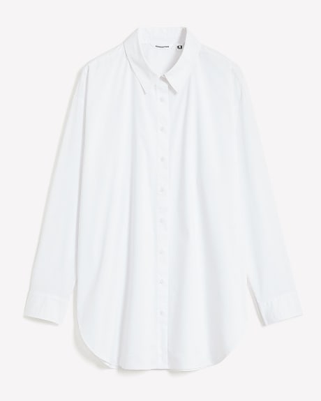 Poplin Tunic Shirt with High-Low Hem