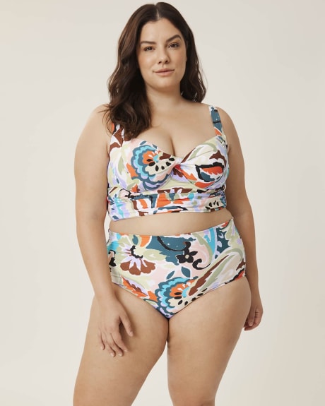 Printed Convertible Shirred High-Waisted Swim Bottom - Anne Cole