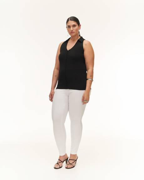 Halter Knit Top with Open Shirt Collar - Addition Elle