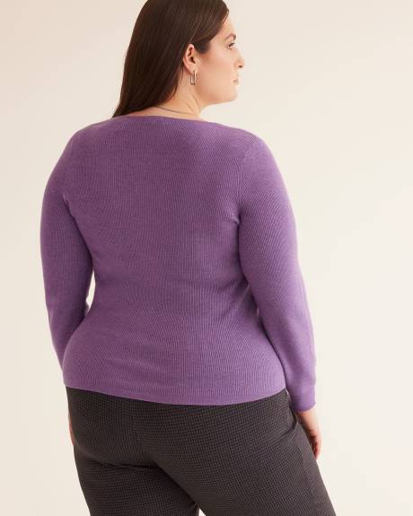 Shirred V-Neck Sweater