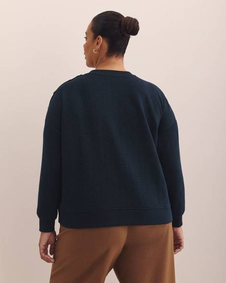 Dropped Shoulder Sweatshirt with Buttons