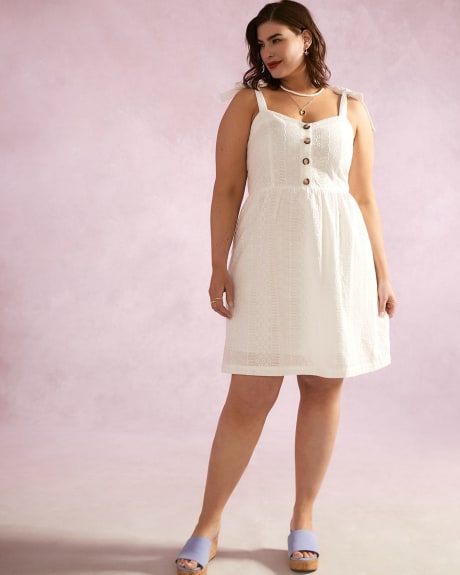 Fit and Flare Sleeveless Knee-Length Solid Dress - Addition Elle