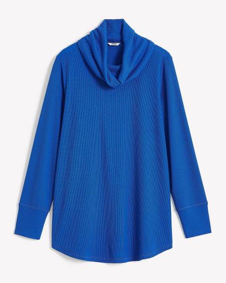 Waffle Knit Tunic with Cowl Neck