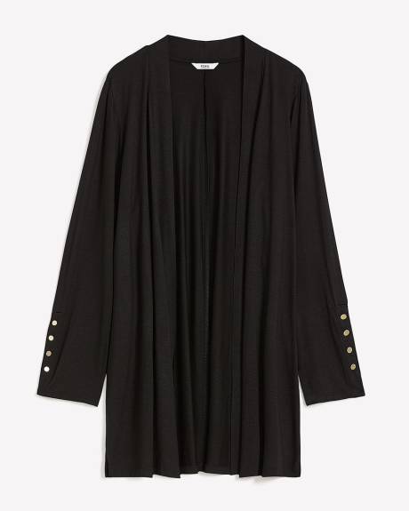 Black Long-Sleeve Open Cardigan