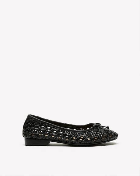 Extra Wide Width Faux Leather Woven Ballet Flat