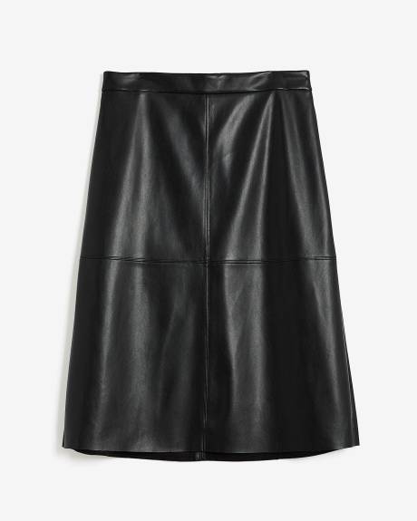 Black Faux Leather Midi Skirt