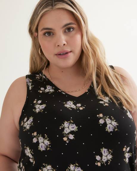Printed Sleeveless Modern-Fit V-Neck Knit Tunic