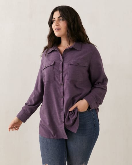 Flannel Tunic Shirt With Patch Pockets - In Every Story