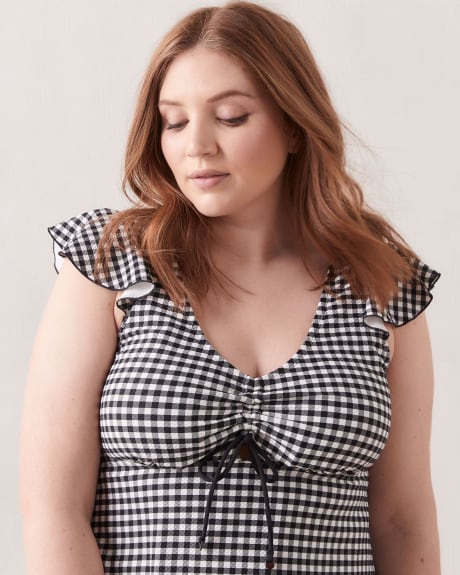 Gingham Tankini With Flutter Sleeves - In Every Story