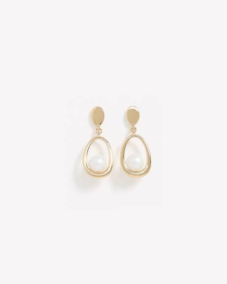 Pendants d'oreilles en forme d'ovale avec perle