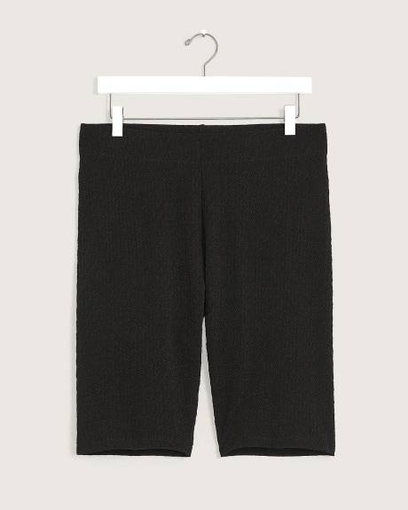 Black Textured Fashion Bike Short