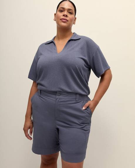 Cotton Bermuda with Ribbed Waistband