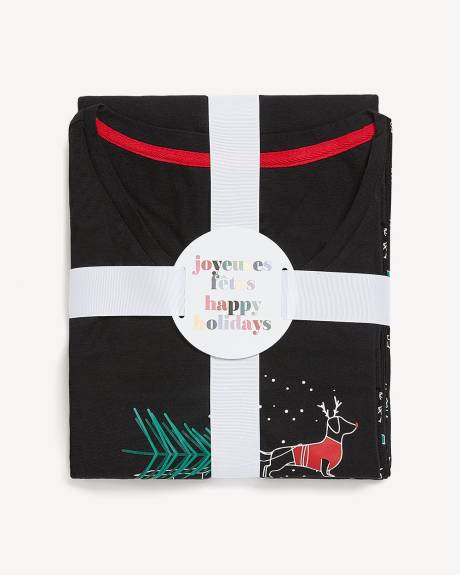 Raindeer Teckel Knit Tunic Top and Legging Pyjama Set - ti Voglio