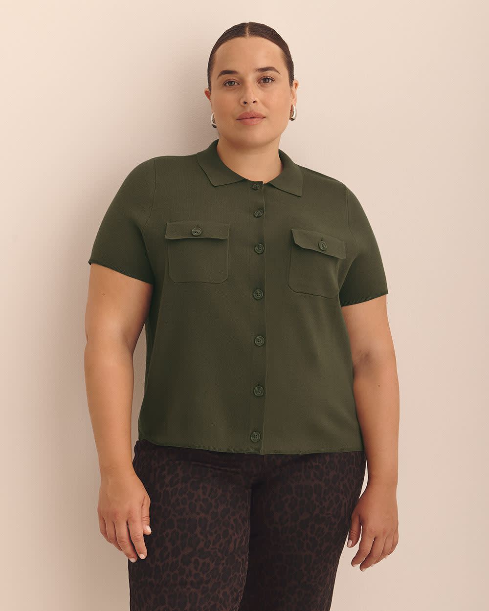 Short-Sleeve Cardigan Sweater - Addition Elle