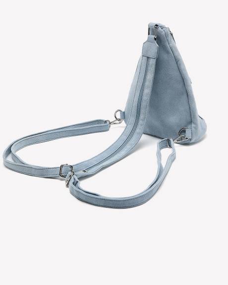 Sac &agrave; bandouli&egrave;re en su&egrave;de bleu-gris