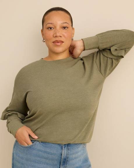 Haut &agrave; col rond et manches longues avec volants - Addition Elle