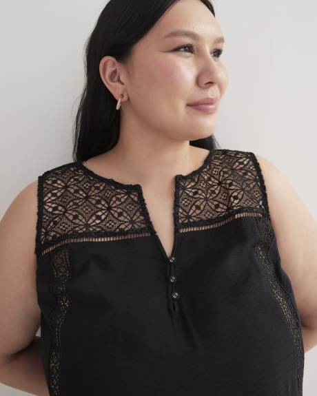 Sleeveless Long Split Neck Blouse