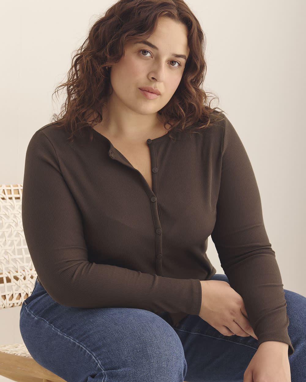 Ribbed Crewneck Cardigan