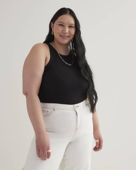 Sleeveless Rib Knit Halter Tank Top
