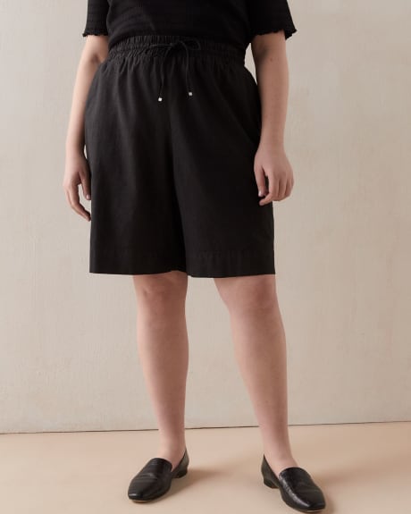 Linen Blend Pull-On Bermuda - Addition Elle