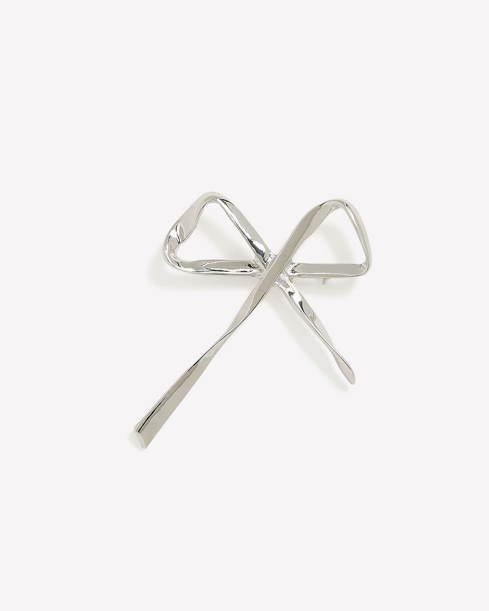 Dainty Silver Bow-Shaped Brooch