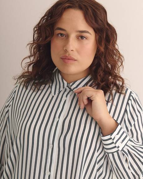 Dobby Buttoned Down Tunic Shirt