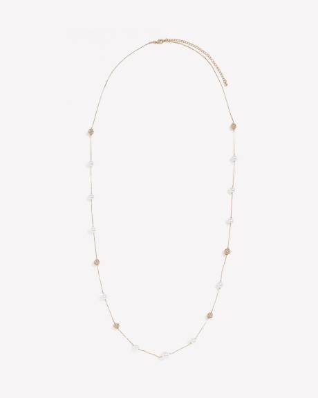Long Station Necklace with Pearls