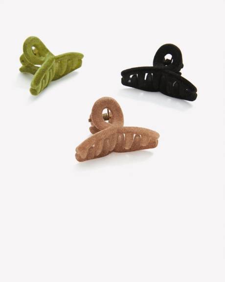 Mini Velour Hair Claws, Set of 3