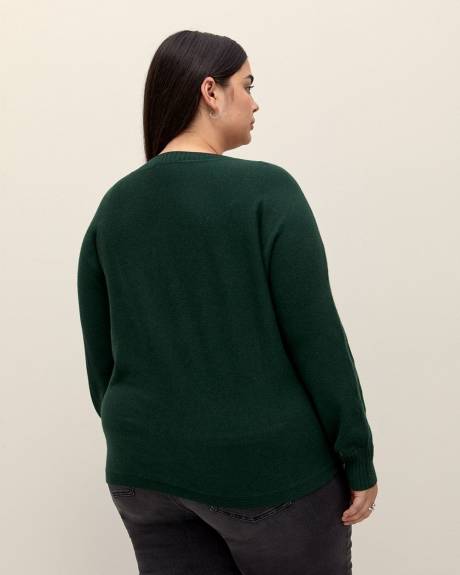Pull en tricot à mailles torsadées avec manches longues dolman, tissu responsable