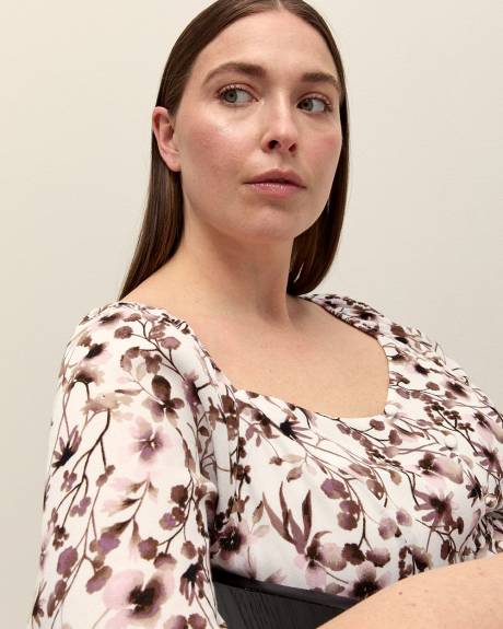 Robe boutonnée cintrée et évasée fleurie - Addition Elle