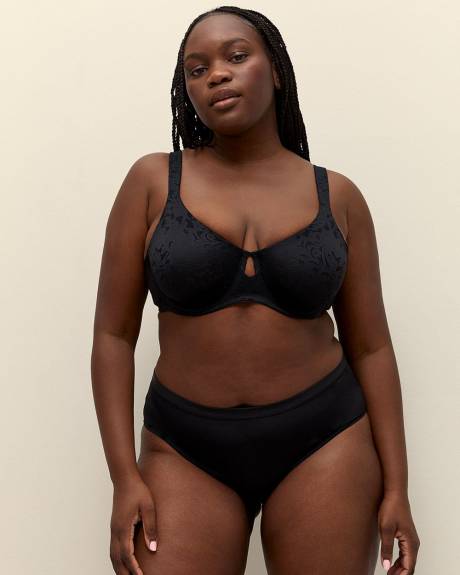 Black Underwire Burnout Jacquard Unlined Bra - ti Voglio
