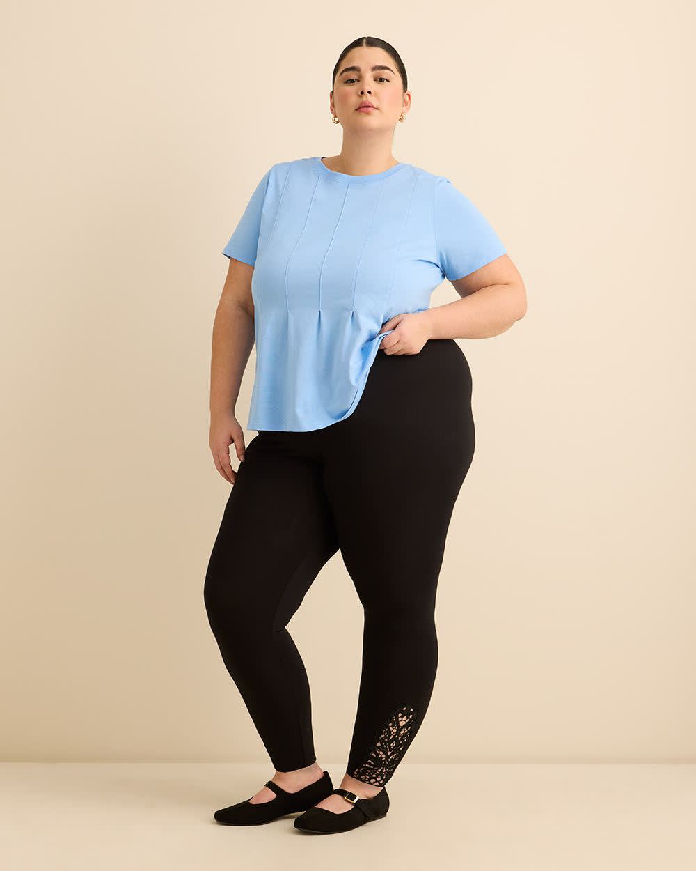 Legging mode noir avec ourlet crochet&eacute;