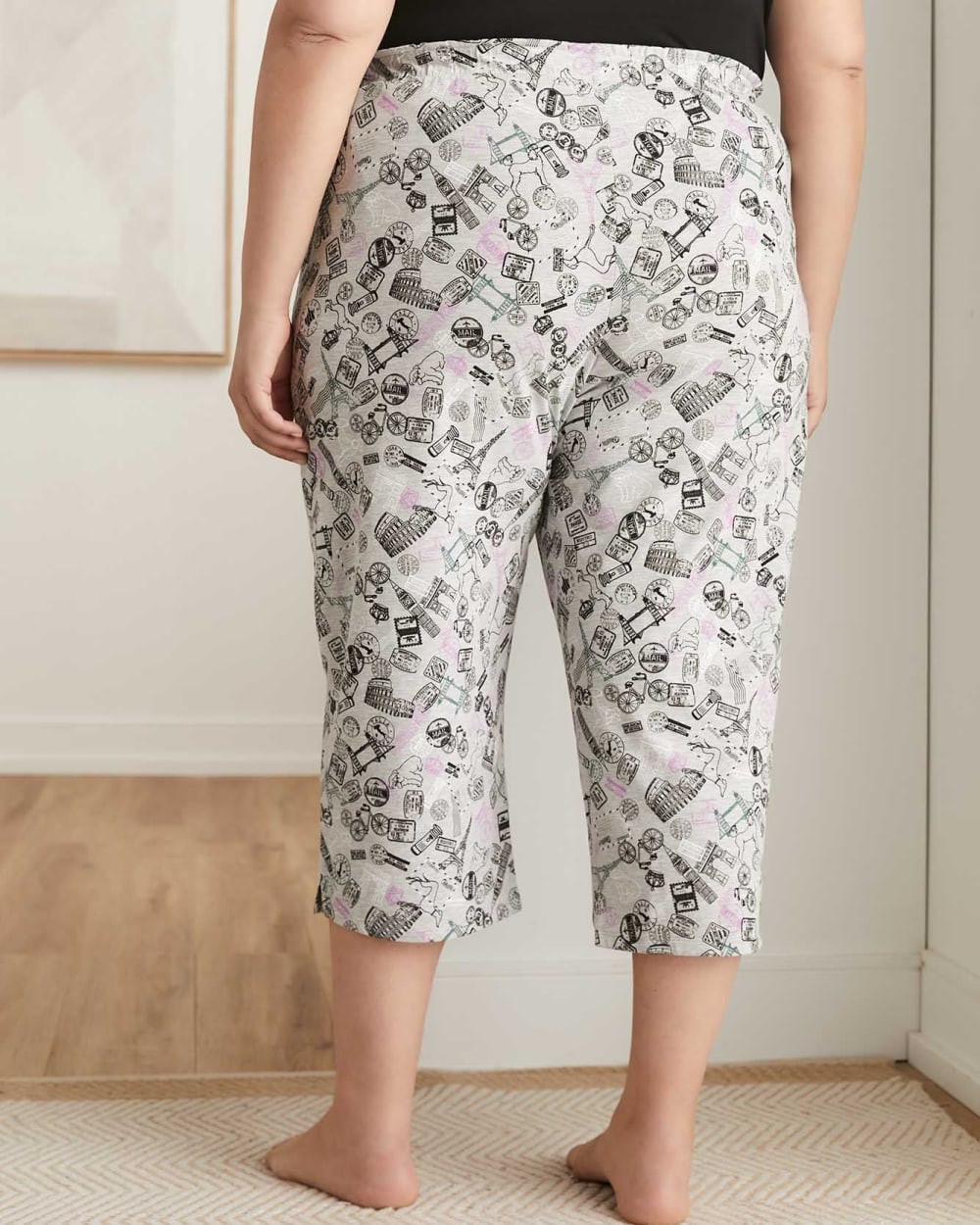 Jersey Capri Pyjama Pant with All-Over Print - tiVOGLIO