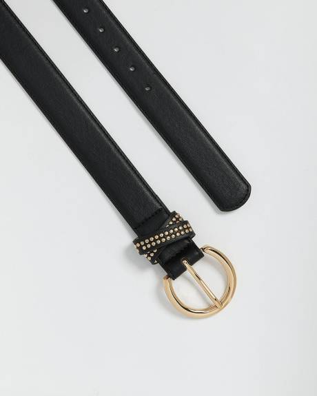Ceinture noire en cuir synthétique avec mini clous