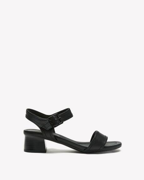 Sandale en cuir à talon bloc moyen, pied large - Clarks