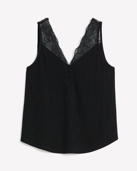 Sleeveless Rib Cami with Lace - Addition Elle