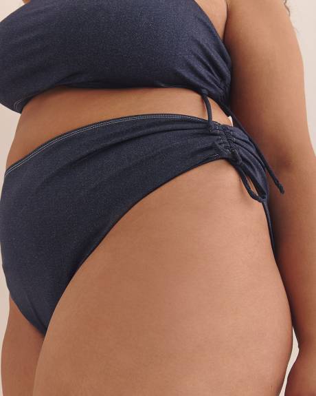 Dark Blue Luna High-Waisted Drawstring Swim Brief - Nana The Brand