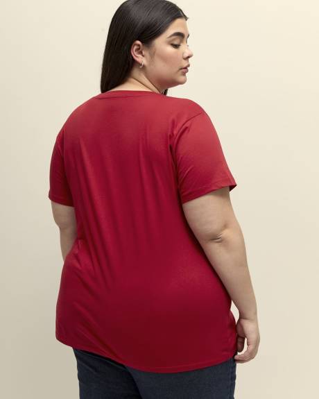 Red Tee with Snoopy Print