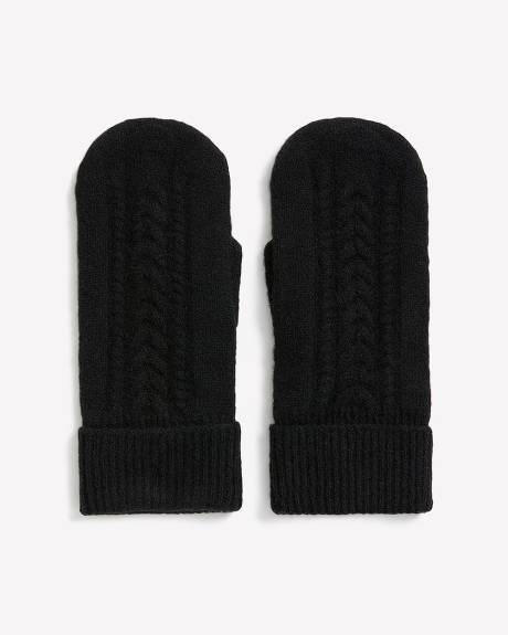 Mitaines en mailles torsadées doublées en molleton Mitaines en mailles torsadées doublées en molleton
