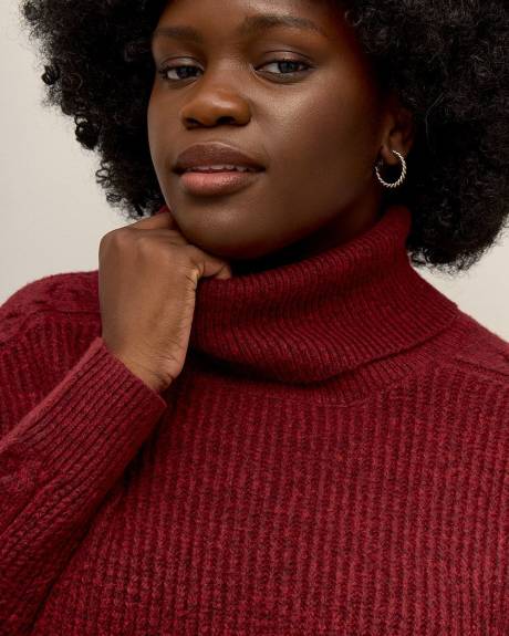 Responsible, Cowl-Neck Sweater with Cable Knit Sleeves