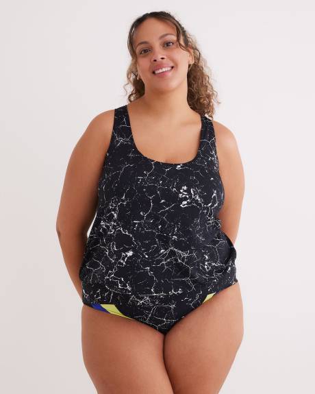 Tankini noir avec bande de taille et dos nageur - Active Zone