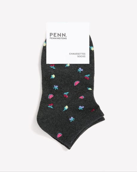 Ankle Socks with All-Over Fruit Print
