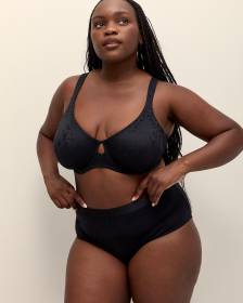 Black Burnout Jacquard Full Brief - ti Voglio