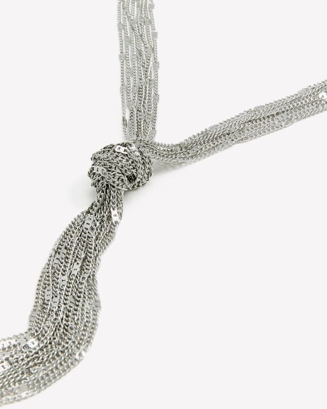 Long Shimmering Knotted Necklace