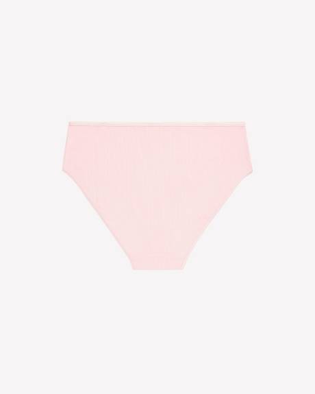 High-Cut Pink Ribbed Knit Brief - ti Voglio