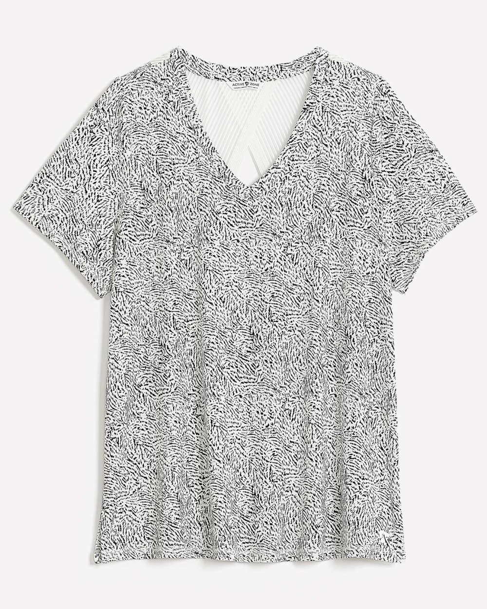 Printed Short-Sleeve Tee with Crisscross Mesh Back - Active Zone