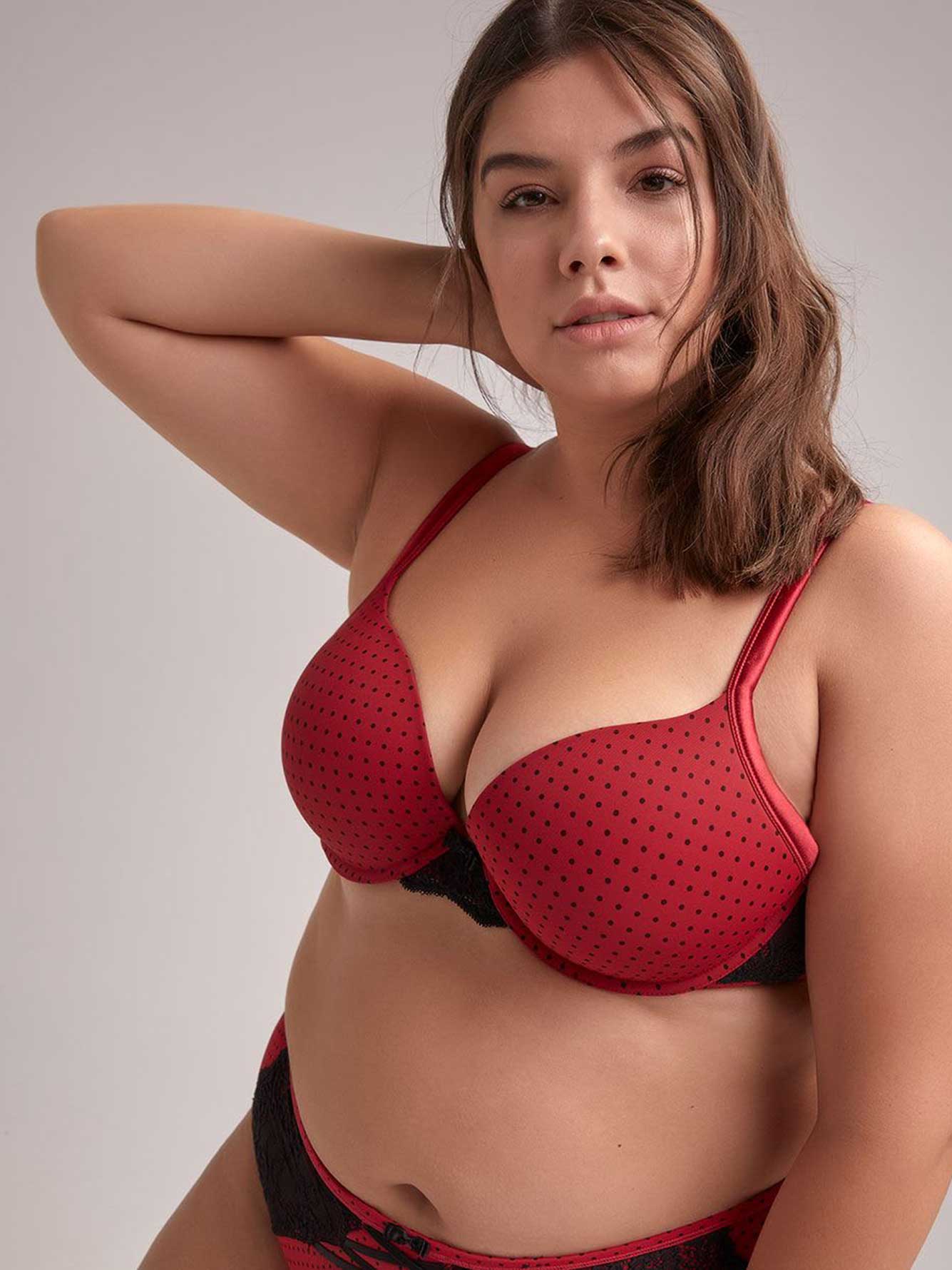 Polka Dot Plunge Bra with Lace Trim ti Voglio Penningtons