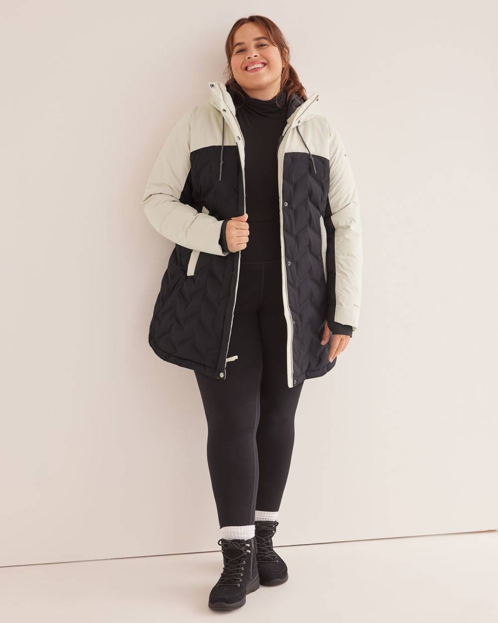 columbia mid length down jacket