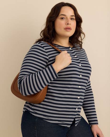 Striped Long-Sleeve Crewneck Top