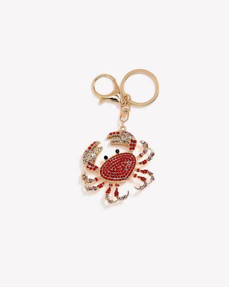 Crab Keychain with Rhinestones